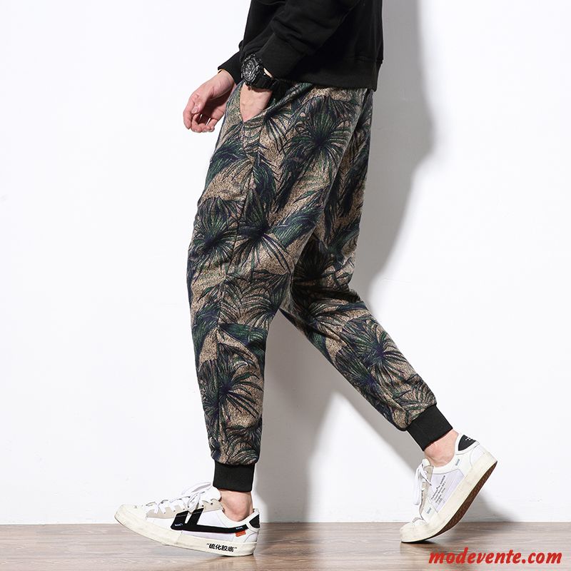 Pantalon Homme Maigre Grande Taille Camouflage Gras Serrés L'automne Impression Noir