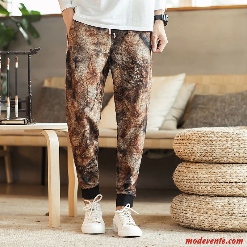 Pantalon Homme Maigre Grande Taille Camouflage Gras Serrés L'automne Impression Noir