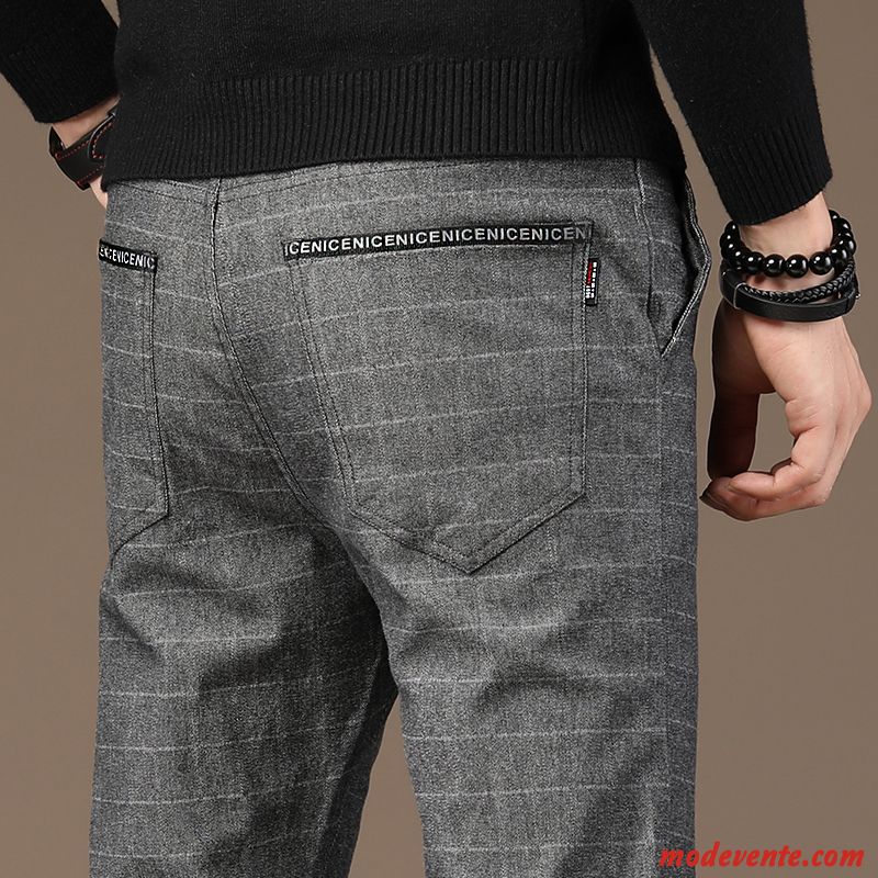 Pantalon Homme Rayé Pantalons Carreaux Tendance Été Gris