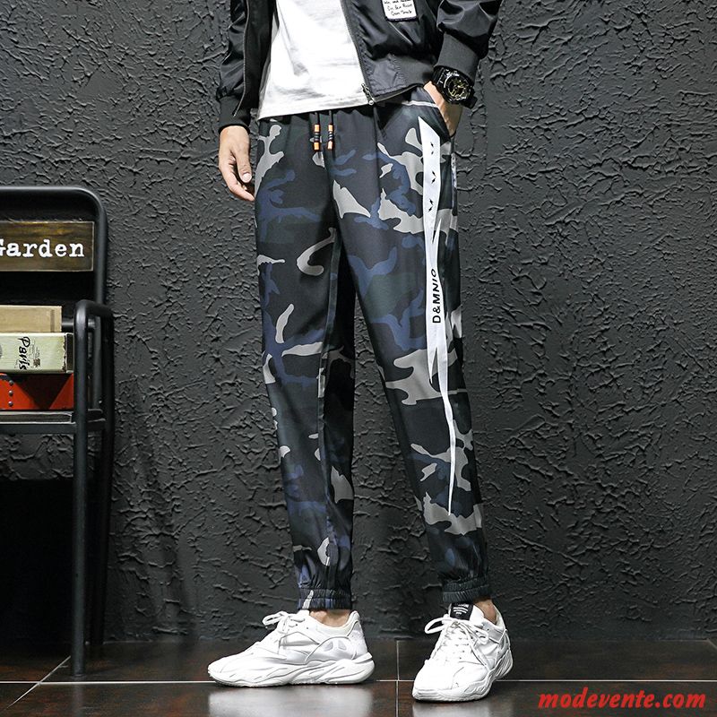 Pantalon Homme Sport Marque De Tendance L'automne Baggy Camouflage Serrés Bleu