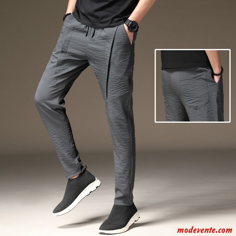 Pantalon Homme Séchage Rapide Été Élastique Soie De Glace Baggy Pantalons Gris