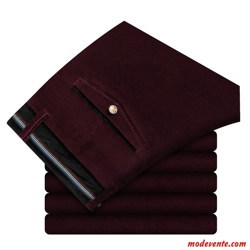 Pantalon Homme Épaissir Slim Velours Côtelé L'automne Longue Décontractée Marron