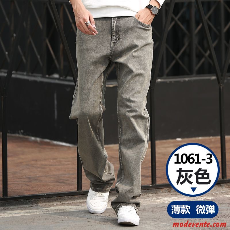 Pantalon Homme Été Jambe Droite Extensible Légère Gras Tendance Gris