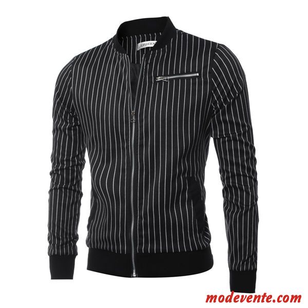 Pas Cher Coréen De Mode Stripe Stand Collier Fermeture Éclair Manteau Pour Hommes