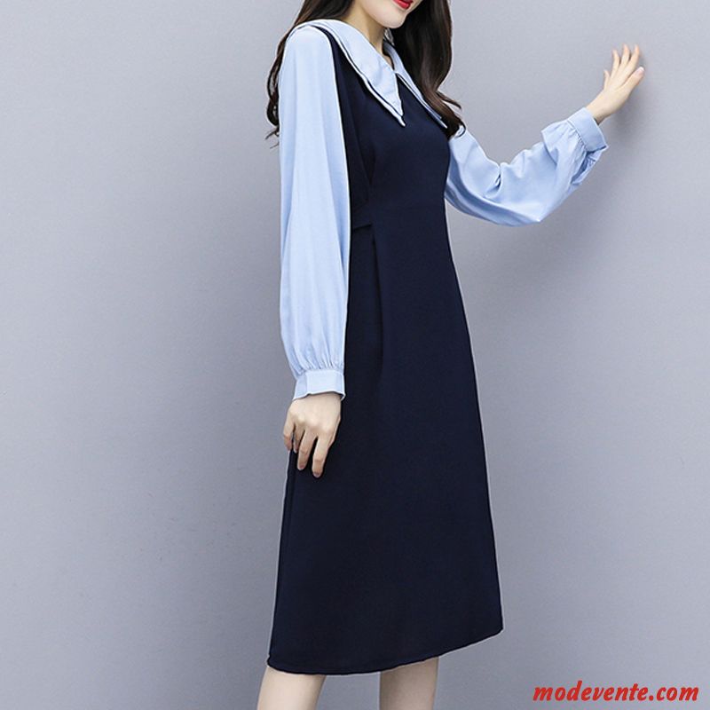 Robes Femme Mince Une Veste Graisse Grande Taille Printemps Bleu