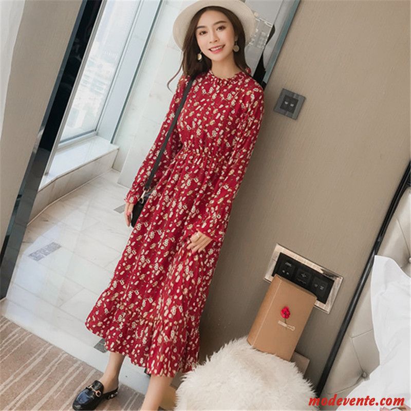 Robes Femme Mousseline De Soie Leggings Étudiant Floral Printemps Longue Noir