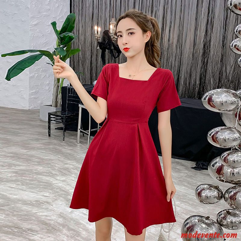 Robes Femme Slim Courte Mince Printemps Doux Mode Rouge