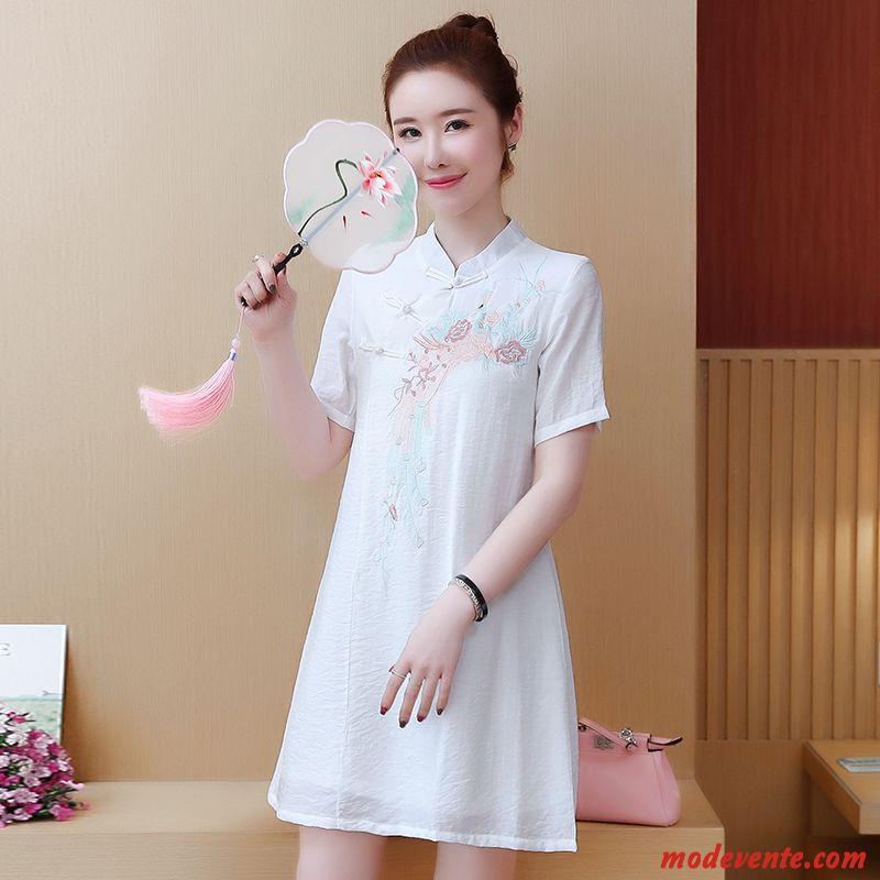 Robes Femme Une Veste A Lettre Gros Grande Taille Cheongsam Graisse Blanc