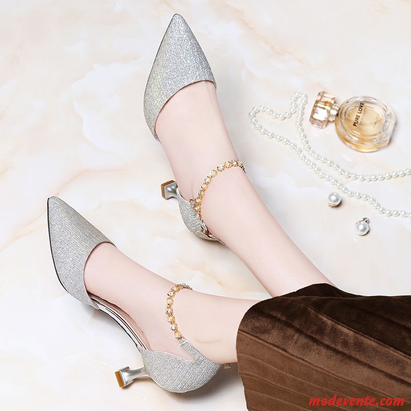 Sandales Femme Dame Été Talon Moyen Pointe Pointue Escarpins Minces