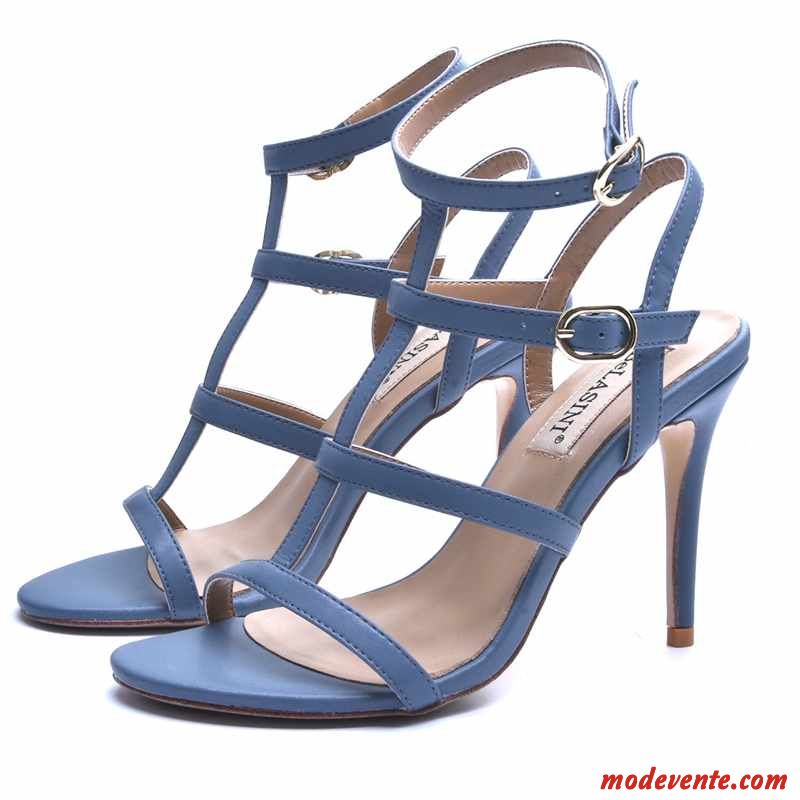 Sandales Femme Dames Minces Printemps Tendance Les Bretelles Sexy Bleu Noir Gris