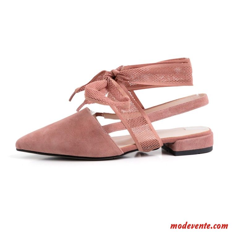 Sandales Femme Flats Confortable Mode Les Bretelles Arc Chaussures Plates Rose