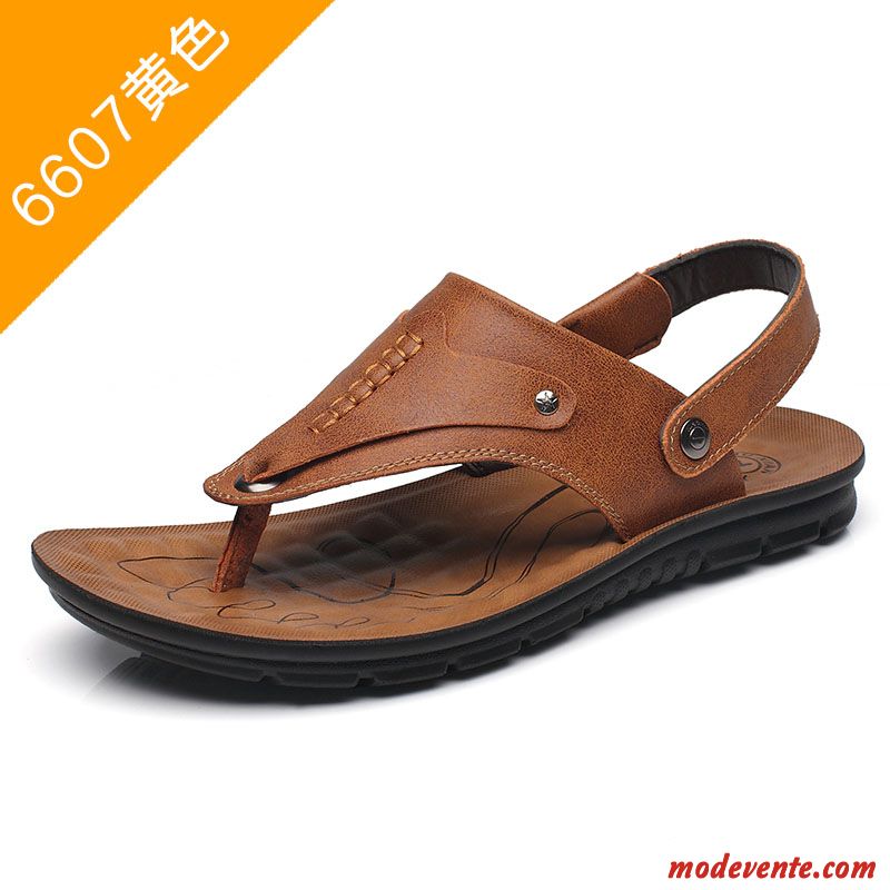 Sandales Homme Tongs Chaussons Plage Tendance Été Antidérapant Décontractée Marron