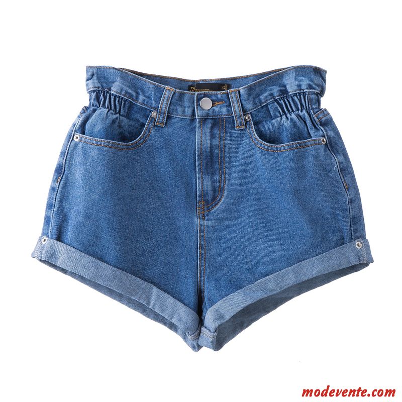 Shorts Femme Baggy Denim Ourlet Mince Été Haute Cintrée Gris Foncé