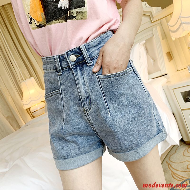 Shorts Femme Baggy Mince Haute Cintrée Denim Grande Taille Été Gris