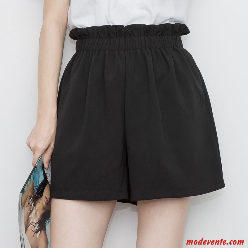 Shorts Femme Baggy Mince Haute Cintrée Étudiant Été Décontractée Bleu Clair Noir