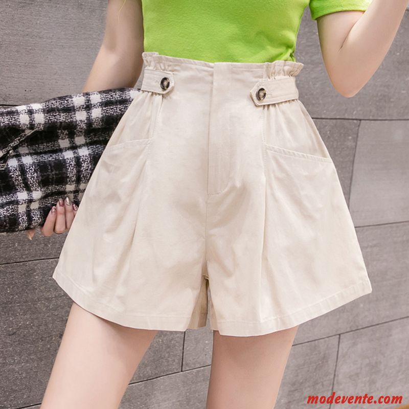 Shorts Femme Décontractée Pantalon Chaud Mince Haute Cintrée Baggy A Lettre Jaune