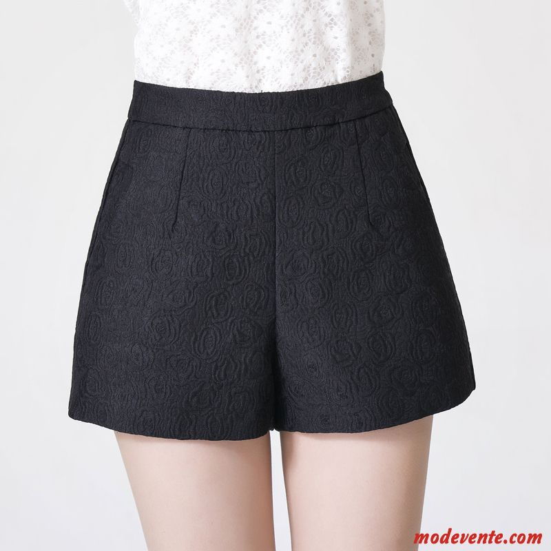 Shorts Femme Grande Taille Hiver L'automne Printemps Décontractée Middle Waisted Noir