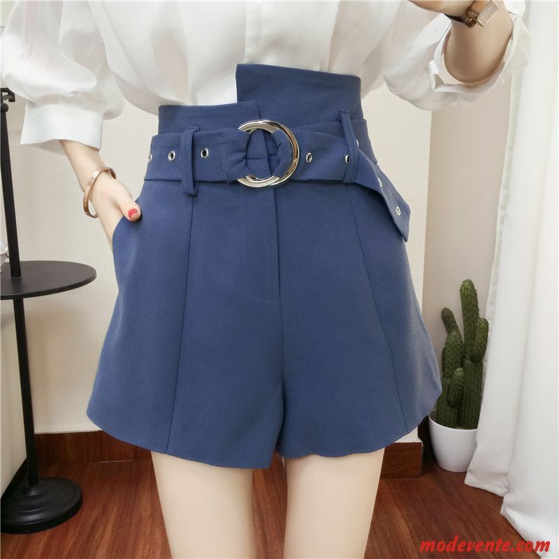 Shorts Femme Grande Taille Pantalon Chaud Rétro Haute Cintrée A Lettre Fleur Bleu