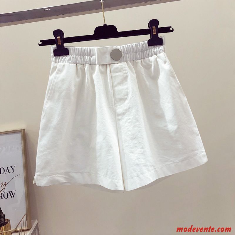 Shorts Femme Pantalon Ultra A Lettre Kaki Été Baggy Blanc
