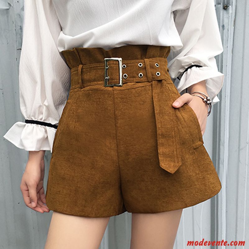 Shorts Femme Printemps Haute Cintrée Baggy Décontractée Mince L'automne Vert Foncé