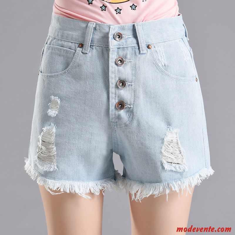 Shorts Femme Été Jambe Droite Étudiant Denim Pantalon Chaud Personnalité Bleu Foncé