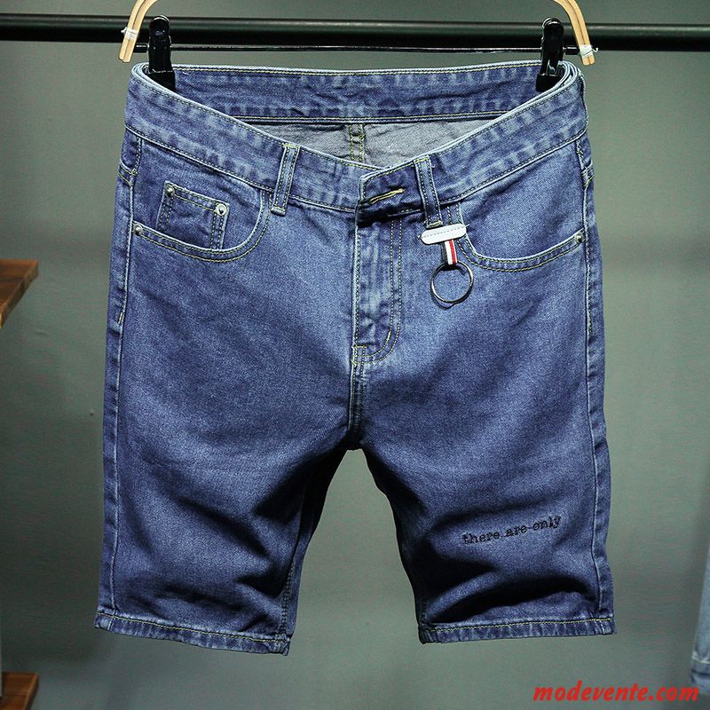 Shorts Homme Baggy Denim Tendance Troués Été Cinquième Pantalon Bleu