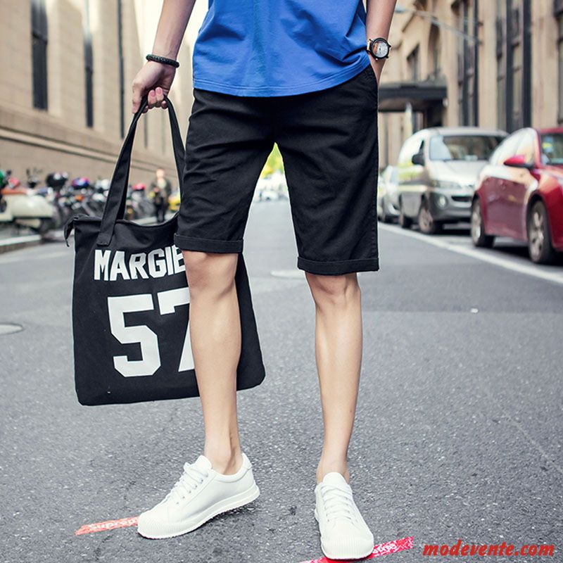 Shorts Homme Baggy Décontractée Lin Cuir Mince Tendance Blanc