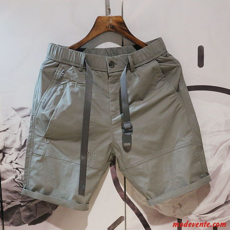 Shorts Homme Baggy Tendance Décontractée Été Pantalon Cargo Jambe Droite Noir