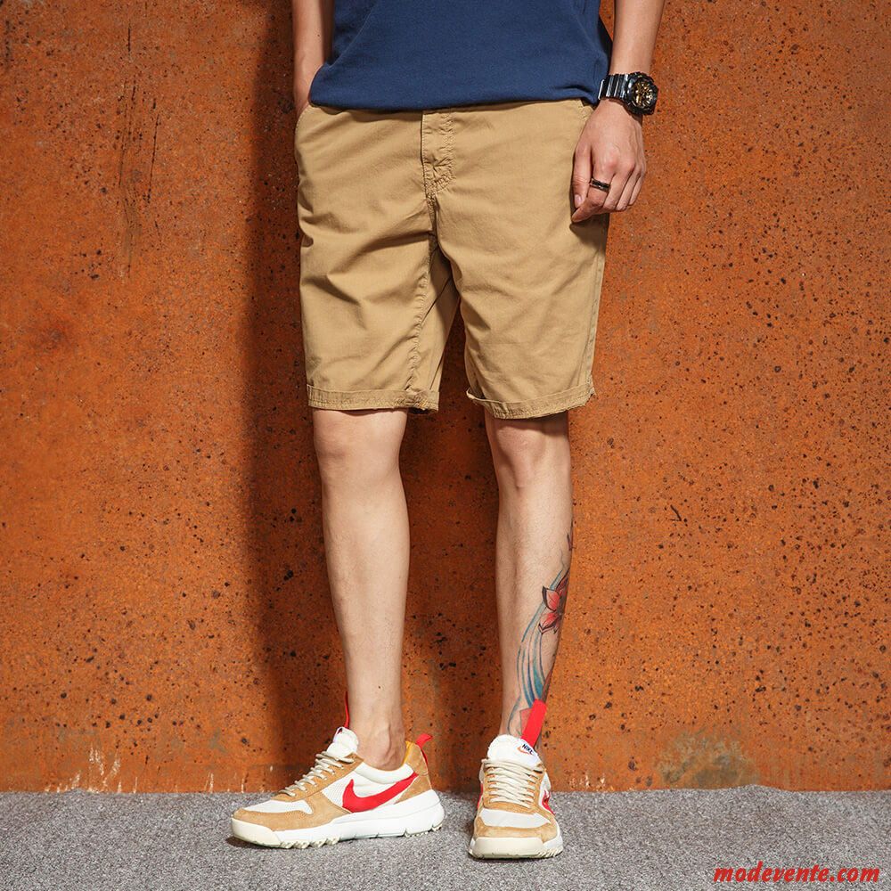 Shorts Homme Cargo Coton Bio Grande Taille Cinquième Pantalon Été Tendance Coloré Rouge