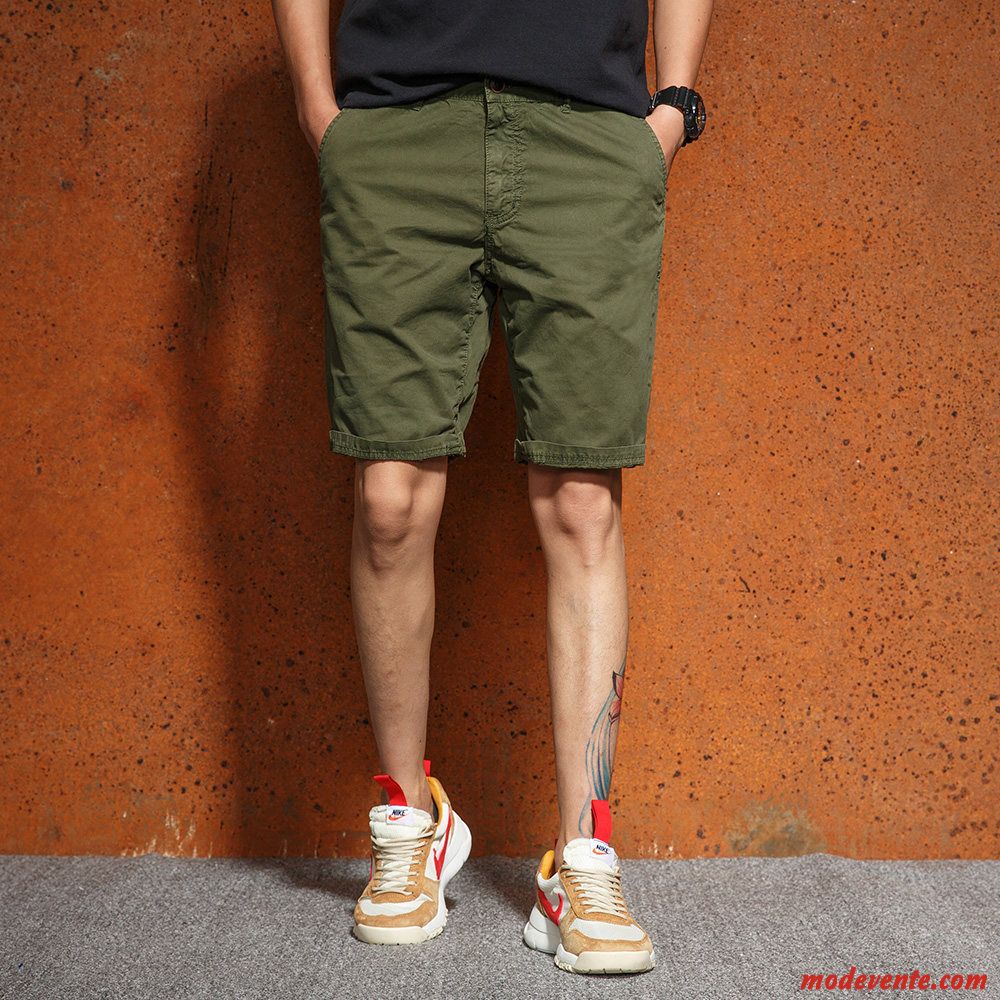 Shorts Homme Cargo Coton Bio Grande Taille Cinquième Pantalon Été Tendance Coloré Rouge