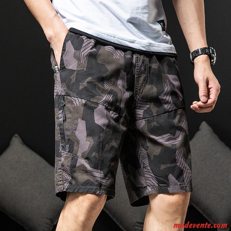 Shorts Homme Cargo Pantalon Cinquième Pantalon Camouflage Plage Baggy