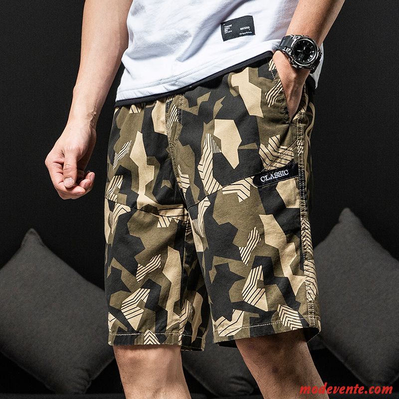 Shorts Homme Cargo Pantalon Cinquième Pantalon Camouflage Plage Baggy