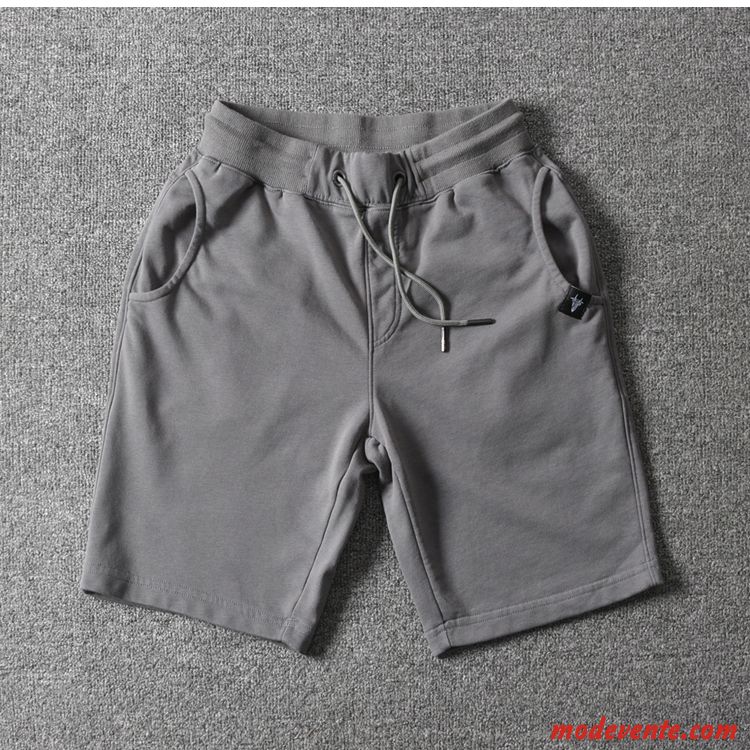 Shorts Homme Delavé Cinquième Pantalon Baggy Matelassé Élastique Le Jogging Gris