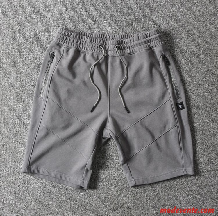 Shorts Homme Delavé Cinquième Pantalon Baggy Matelassé Élastique Le Jogging Gris