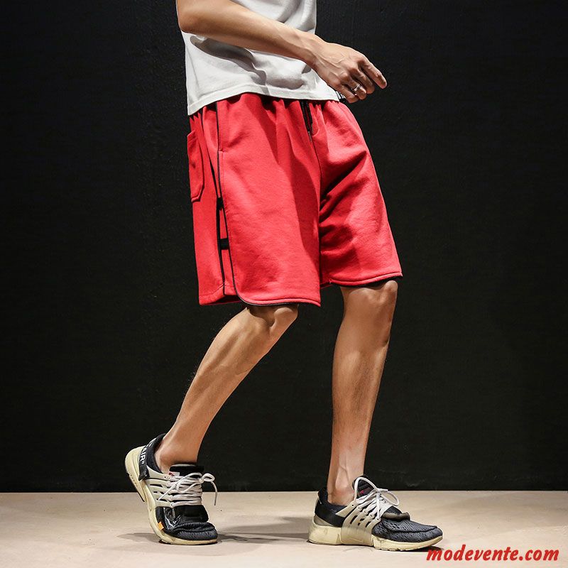Shorts Homme Décontractée Pantalon De Basket-ball Sport Tendance Été Cinquième Pantalon Bordeaux