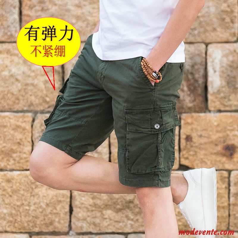 Shorts Homme Décontractée Plage Camouflage Slim Été Pantalon Vert