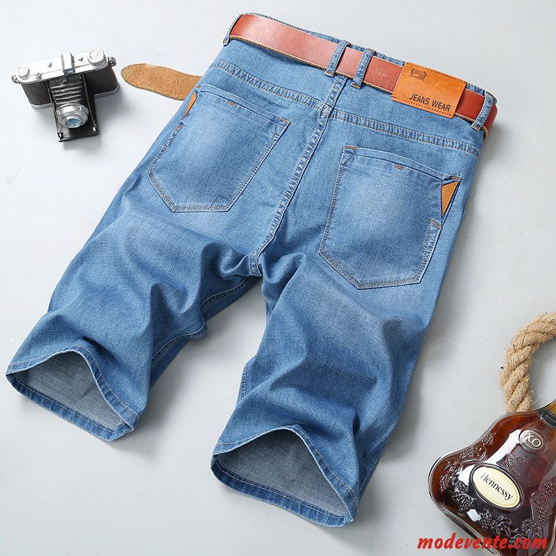 Shorts Homme Décontractée Été Denim Baggy Jeans Légère Bleu Clair