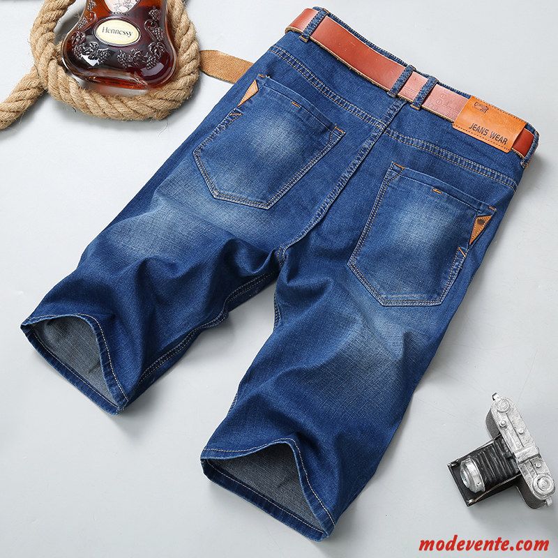 Shorts Homme Décontractée Été Denim Baggy Jeans Légère Bleu Clair