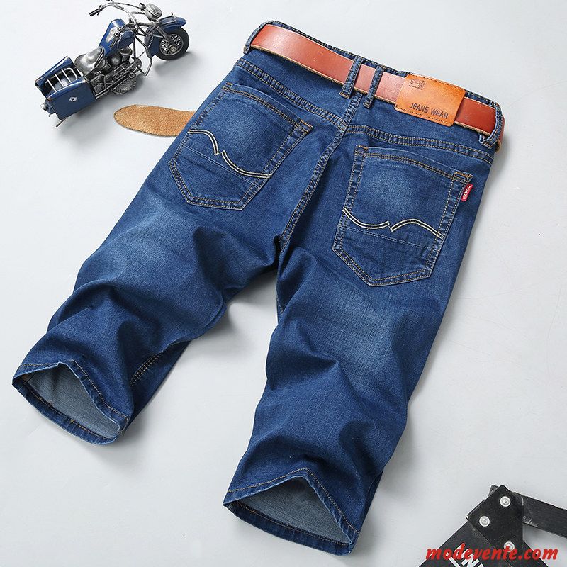 Shorts Homme Décontractée Été Denim Baggy Jeans Légère Bleu Clair