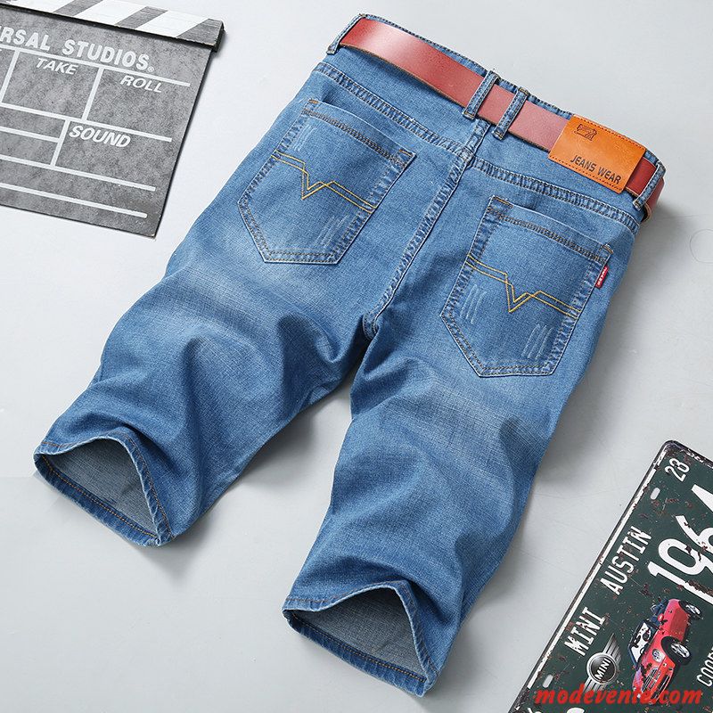 Shorts Homme Décontractée Été Denim Baggy Jeans Légère Bleu Clair