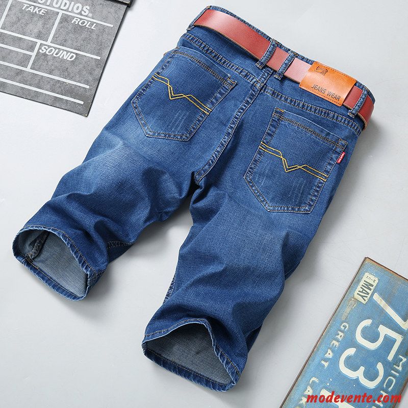 Shorts Homme Décontractée Été Denim Baggy Jeans Légère Bleu Clair