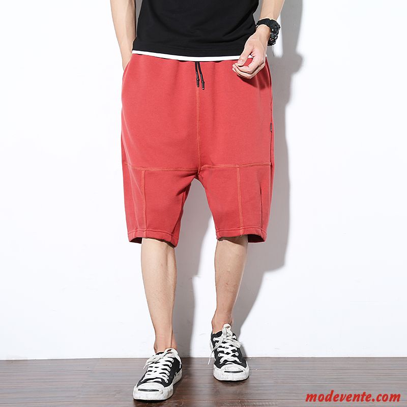 Shorts Homme Hip Hop Décontractée Grande Taille Cinquième Pantalon Tendance Baggy Rouge