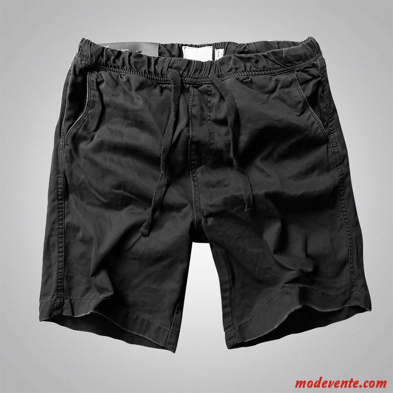 Shorts Homme Jambe Droite Baggy Décontractée Élastique Tendance Cargo Bleu Noir