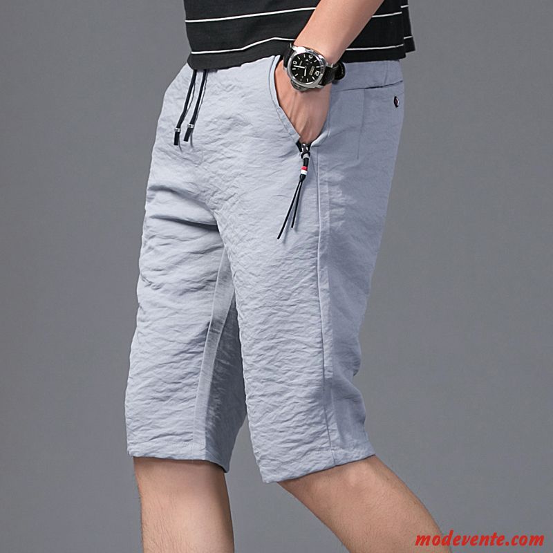 Shorts Homme Jambe Droite Été Confortable Pantalons Baggy Tendance Noir