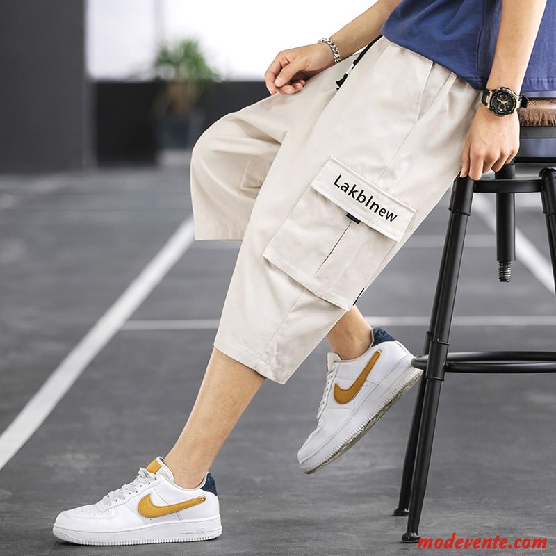 Shorts Homme Les Pantalons De Survêtement Baggy Septième Pantalon Légère Pantalon Cargo Tendance Noir