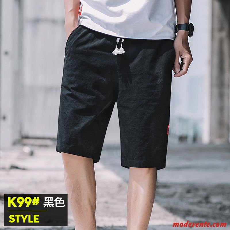 Shorts Homme Légère Été Baggy Septième Pantalon Décontractée Tendance Gris