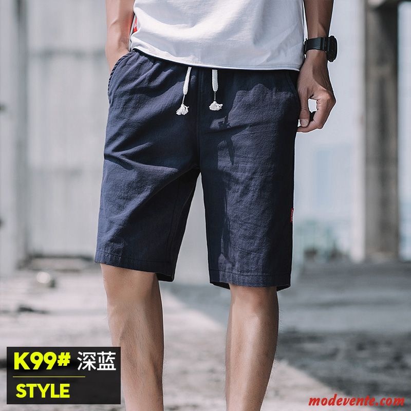 Shorts Homme Légère Été Baggy Septième Pantalon Décontractée Tendance Gris