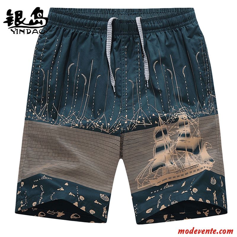 Shorts Homme Marque De Tendance Plage Été Coton Bio Baggy Légère Bleu