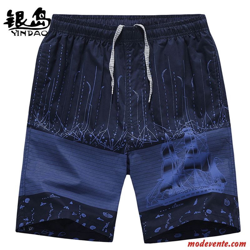 Shorts Homme Marque De Tendance Plage Été Coton Bio Baggy Légère Bleu