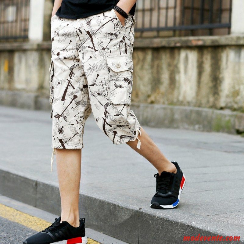 Shorts Homme Multi-poche Kaki Camouflage Pantalons Baggy Pantalon Cargo